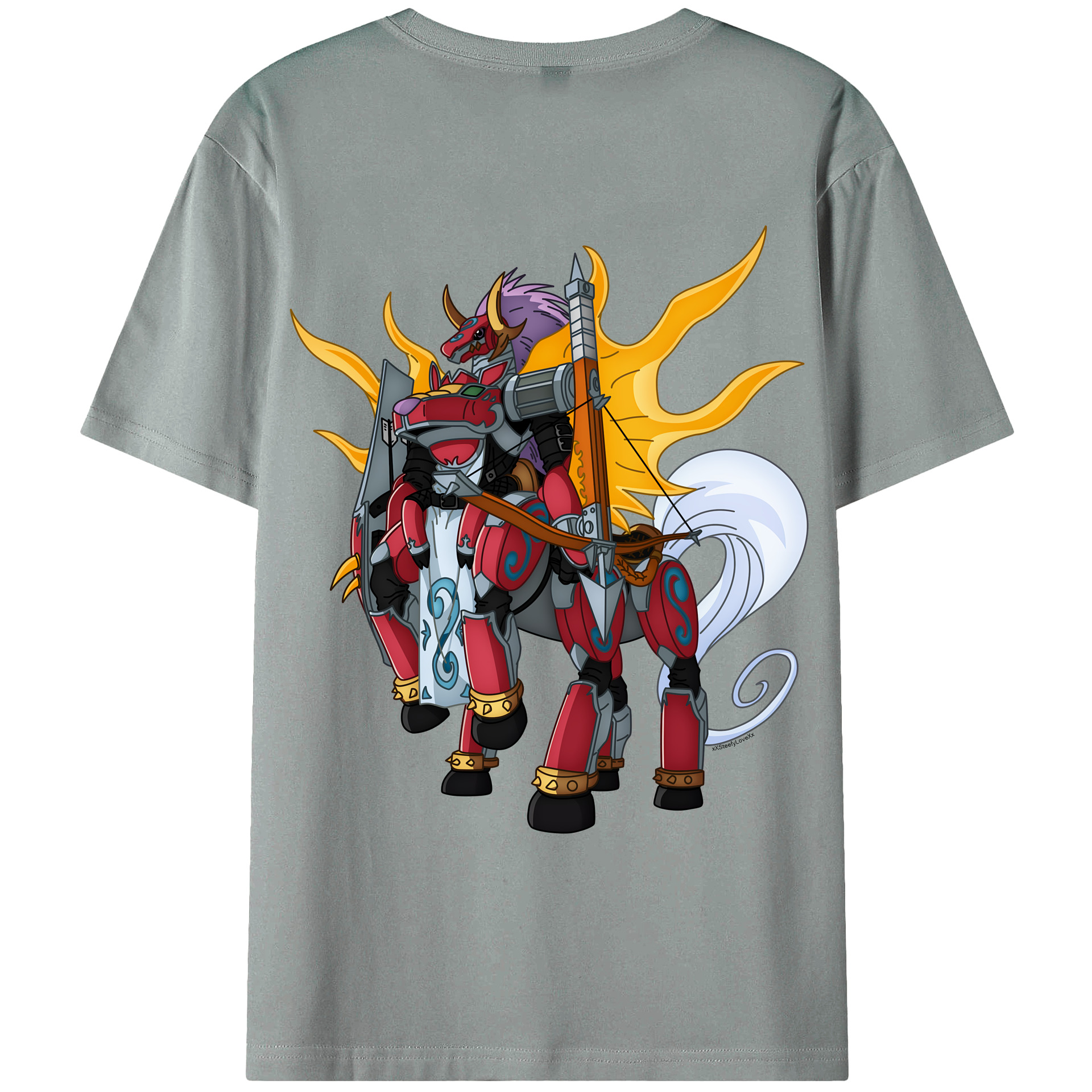 （画像用） Digimon デジタルモンスター/デジモン 綿100％ メンズ半袖Tシャツ（バックプリント） 通気性